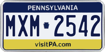 PA license plate MXM2542