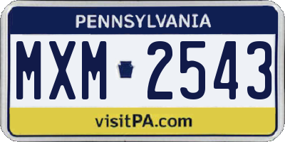 PA license plate MXM2543