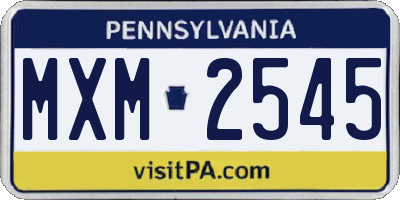 PA license plate MXM2545