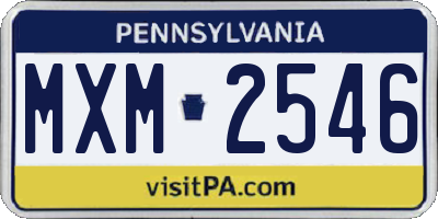 PA license plate MXM2546