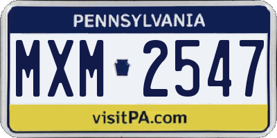 PA license plate MXM2547