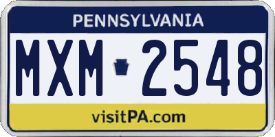 PA license plate MXM2548