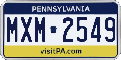 PA license plate MXM2549