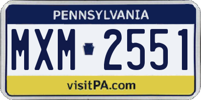 PA license plate MXM2551
