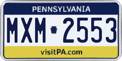 PA license plate MXM2553