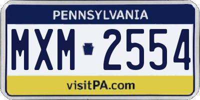 PA license plate MXM2554