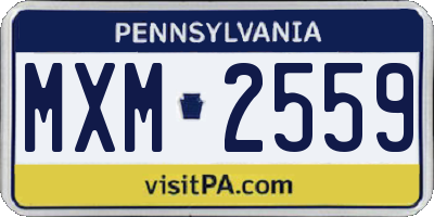 PA license plate MXM2559