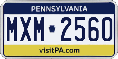 PA license plate MXM2560