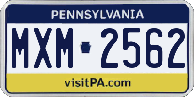PA license plate MXM2562