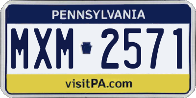 PA license plate MXM2571