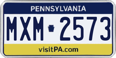 PA license plate MXM2573