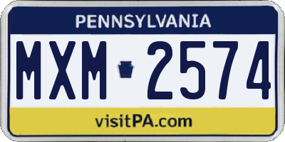 PA license plate MXM2574