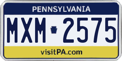PA license plate MXM2575