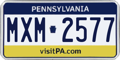 PA license plate MXM2577