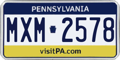 PA license plate MXM2578