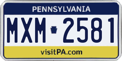 PA license plate MXM2581