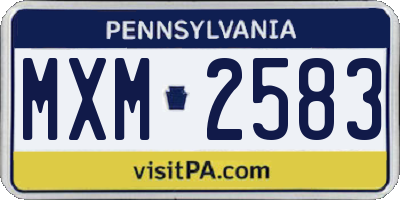 PA license plate MXM2583