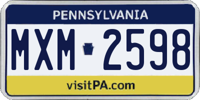 PA license plate MXM2598