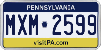 PA license plate MXM2599