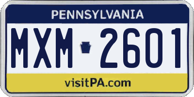 PA license plate MXM2601