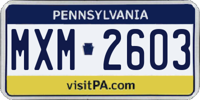 PA license plate MXM2603