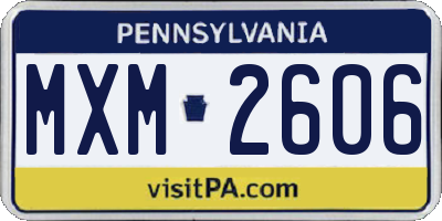 PA license plate MXM2606