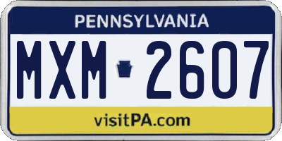 PA license plate MXM2607