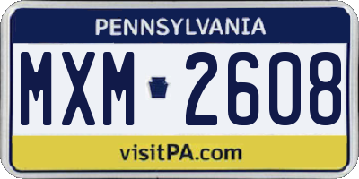 PA license plate MXM2608