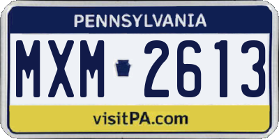 PA license plate MXM2613