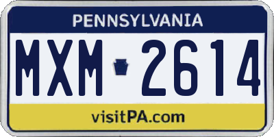 PA license plate MXM2614