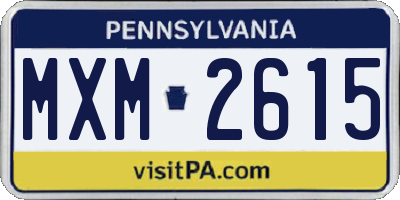PA license plate MXM2615