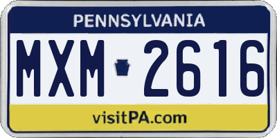 PA license plate MXM2616