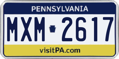 PA license plate MXM2617