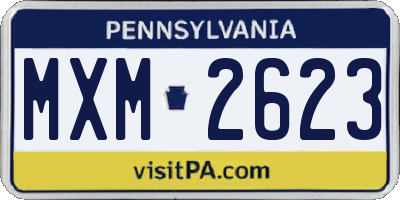 PA license plate MXM2623