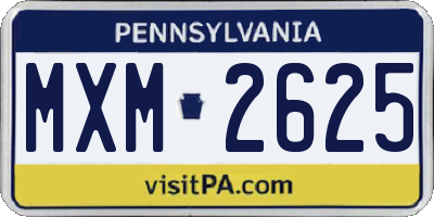 PA license plate MXM2625