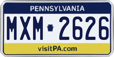 PA license plate MXM2626