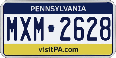 PA license plate MXM2628