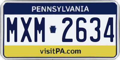PA license plate MXM2634