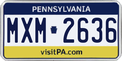 PA license plate MXM2636