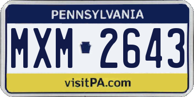 PA license plate MXM2643