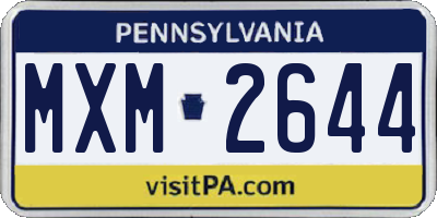 PA license plate MXM2644