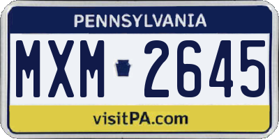 PA license plate MXM2645