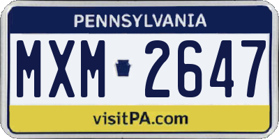 PA license plate MXM2647