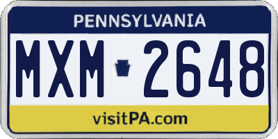 PA license plate MXM2648