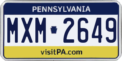 PA license plate MXM2649