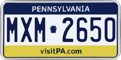 PA license plate MXM2650