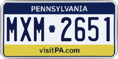 PA license plate MXM2651