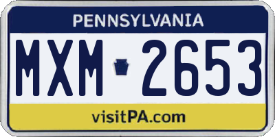 PA license plate MXM2653