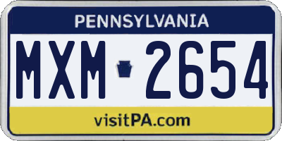 PA license plate MXM2654