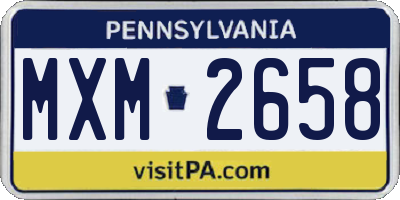 PA license plate MXM2658
